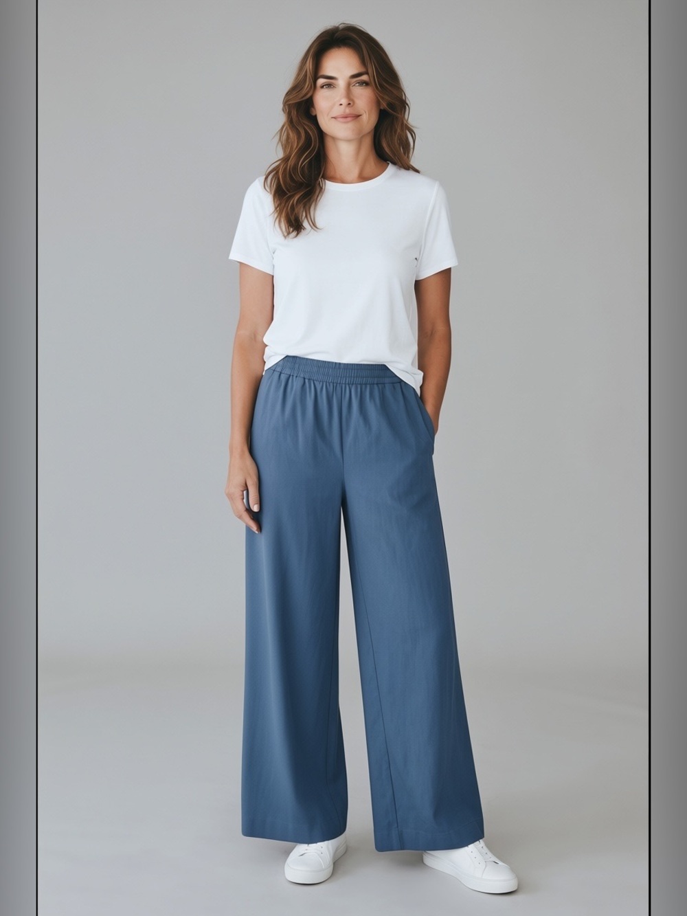 New York & Company Linen Rayon Blend Pull On Pants Blue Chambray - Size XXL